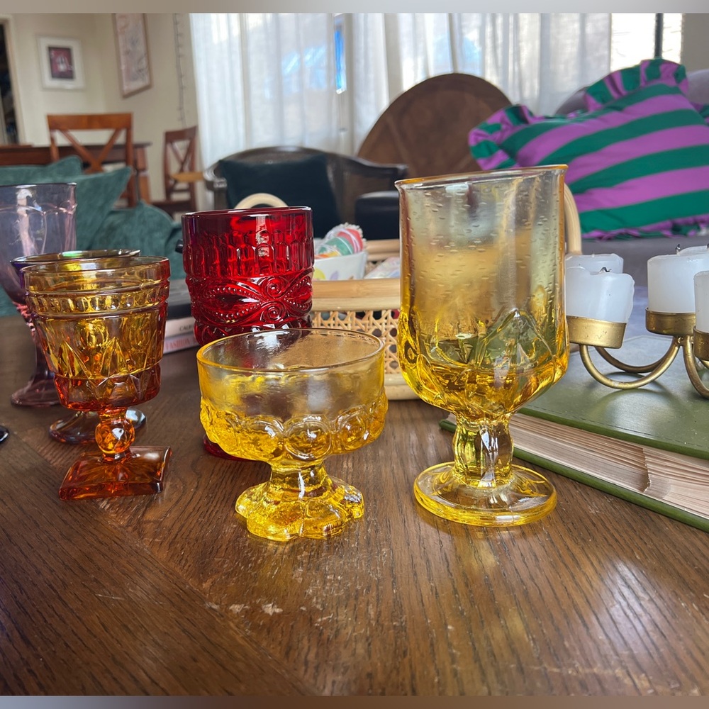 6 Mismatched Vintage Glassware